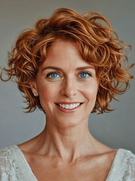 Fashion Natural Curly Short Human Hair Wigs For Ladies