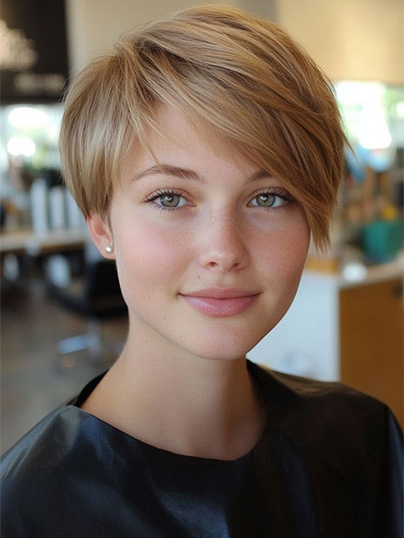 Layered Short Straight Comfortable Women Real Hair Wigs