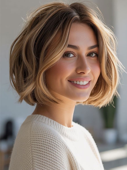 Nice 100% Human Hair Shaggy Bob Style Wigs With Full Lace