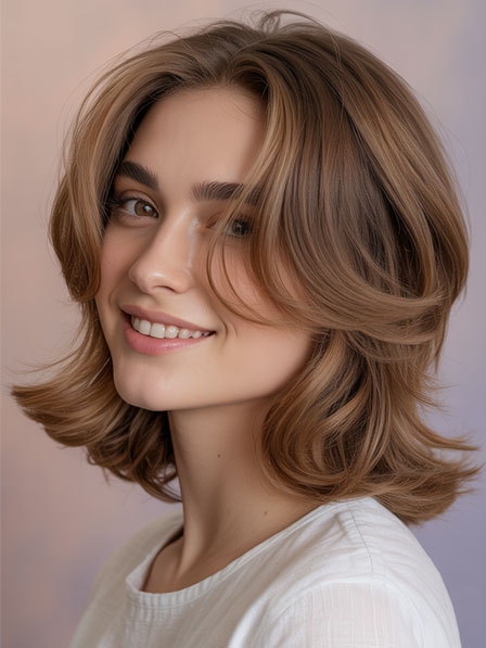 Human Hair Full Lace Layered Simple Wigs