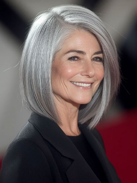 Chic Grey Full Lace Straight Human Hair Wigs