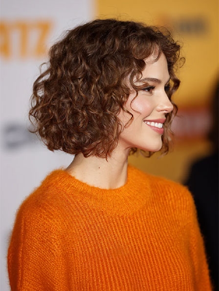 Lady Chin Length Curly Lace Human Hair Wigs