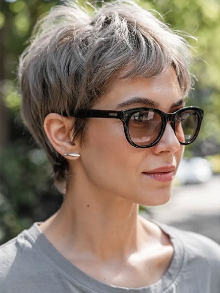 Full Lace Grey Short Boycuts Human Hair Wigs 2025