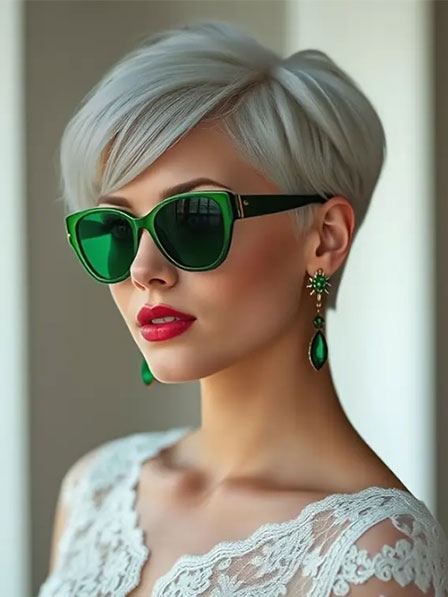 Short Pixie Cut Straight Gray Wigs for Women