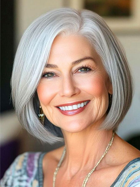 Full Lace Grey Bob Human Hair Wigs 2025