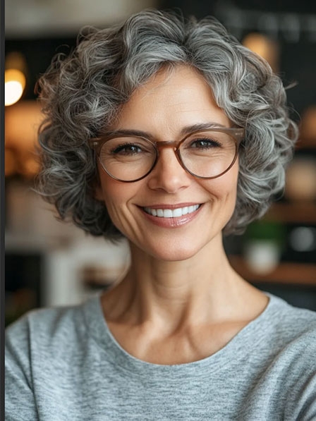 Gray Fashion Lace Front 100% Human Hair Wigs Wigsline