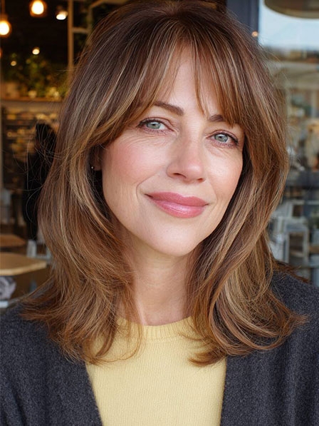 Lace Front Human Hair Mid Length Wigs For Women