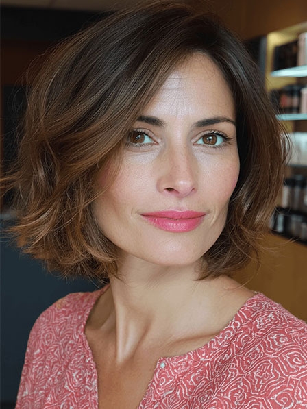 Elegant Short Brown Lace Front Remy Human Hair Wig