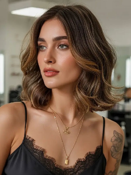 Classic Wavy Human Hair Wigs for White Women