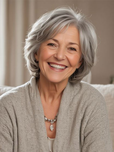 Old Women Grey Human Hair Wigs Lace Front