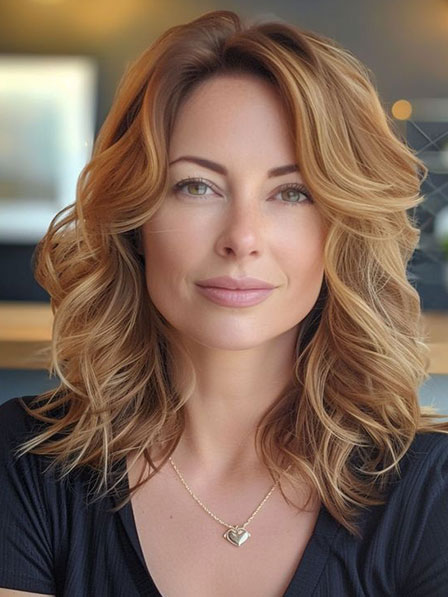 Shoulder Length Natural Wavy Human Hair Wigs Lace Front