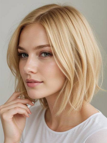 Lace Front Straight Human Hair Women Wigs Without Bangs