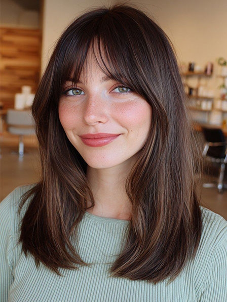Human Hair Long Layered Women Monofilament Wigs
