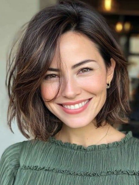 Popular Chin Length Lace Front Mono Human Hair Straight Wigs