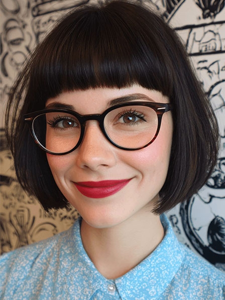 Sleek Fashion Bob Full Bangs Lace Front Mono Remy Wigs