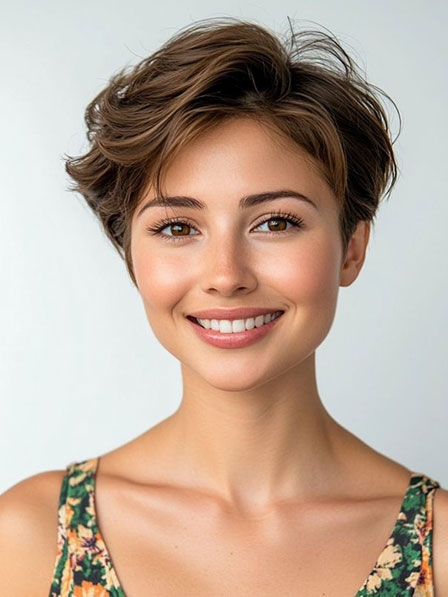 Layered Side Bangs Short Lace Front Human Hair Wigs