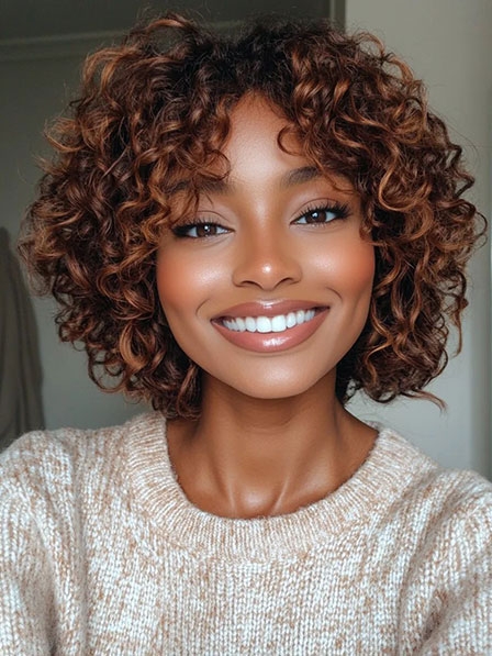 Brown Lace Front Curly Humnan Hair Wigs For Black Women 2026
