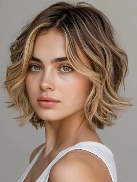 Lace Front Ombre Medium Layered Human Hair Wigs