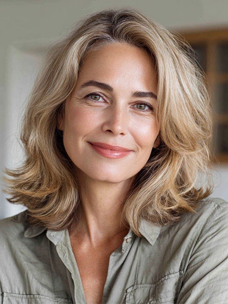 Layered Wavy 100% Human Hair Wigs for White Women