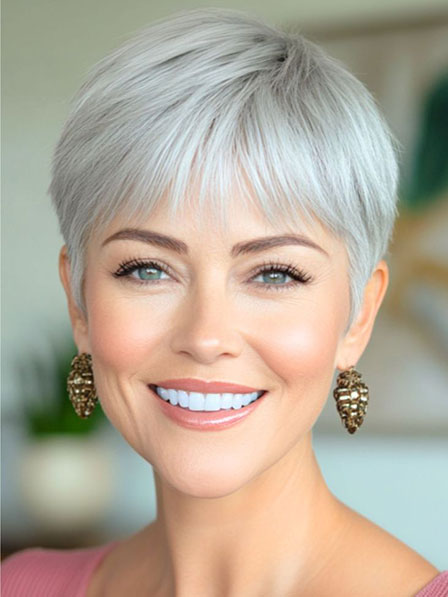 Heywigs Pixie Short Straight Gray Hair Wigs