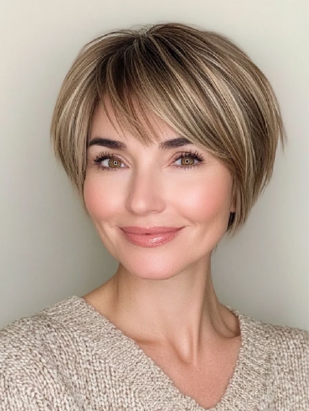 Short Blonde Full Lace Synthetic Wigs with Bangs