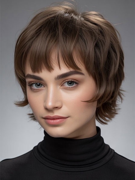 Modern Short Straight Synthetic Women Hair Wigs Full Lace