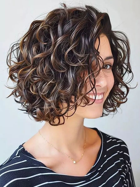 Chin Length Layered Synthetic Curly Women Wigs