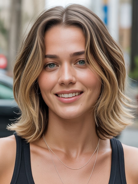 Hot Shoulder Length Wavy Synthetic Hair Wigs For Women