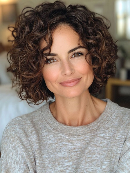 Women's Chin Length Synthetic Full Lace Wigs With Curly