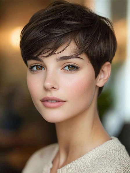 Pixie Cut Straight Ladies Synthetic Full Lace Wigs
