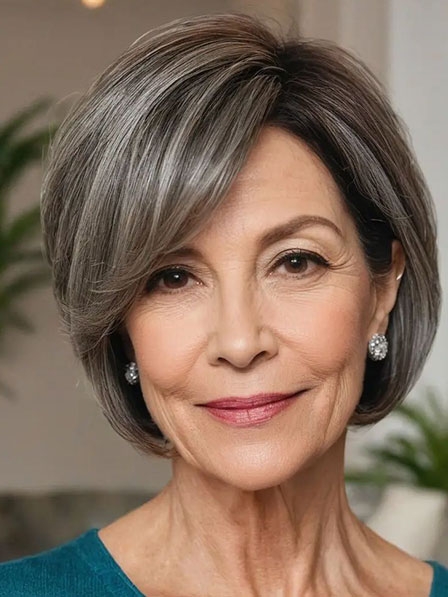 Fashion Ladies Short Grey Bob Synthetic Hair Wigs