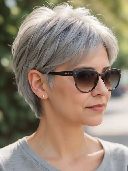 Stylish Pixie Hairstyle Straight Hair Full Lace Wigs