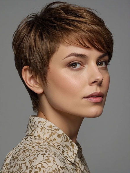 Classic Pixie Cut Synthetic Hair Wigs With Bangs