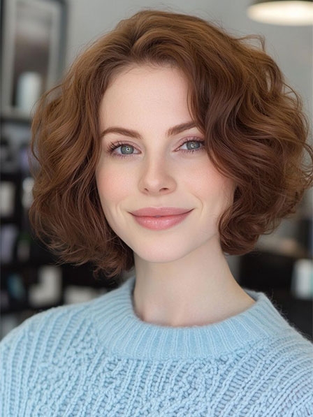 Classic Chin Length Natural Wavy Synthetic Hair Wigs