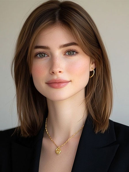 Synthetic Hair Young Women Shoulder Length Wigs