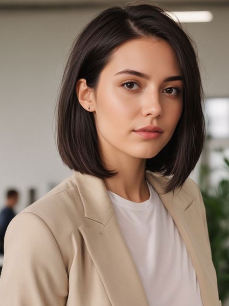 Mid-Length Brown Full Lace Women Synthetic Hair Wigs