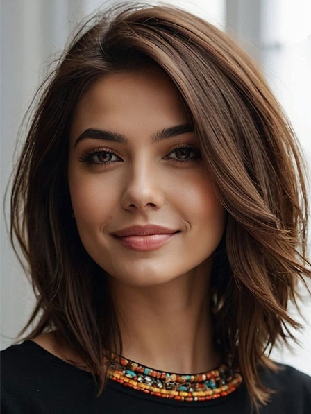 Full Lace Shoulder Length Layered Straight Hair Synthetic Wigs