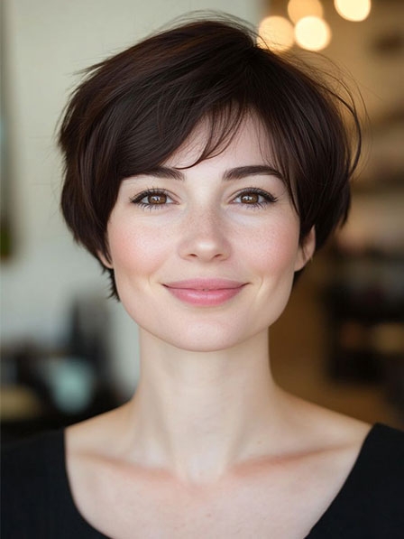 Full Lace Layered Short Synthetic Hair Wigs With Bangs