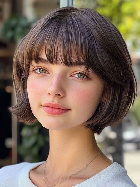 Lace Front Bob Hairstyle Wigs Real Hair With Bangs