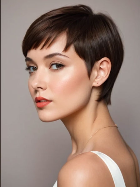 Slightly Textured Boy Cut Women Wigs With Bangs