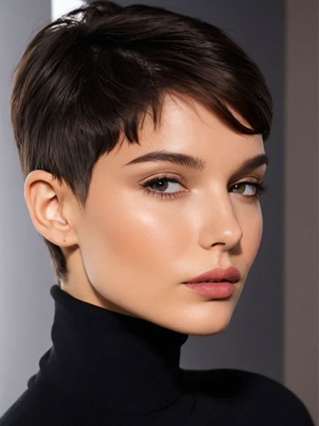Chic Brown Very Short Cut Women Synthetic Hair Wigs