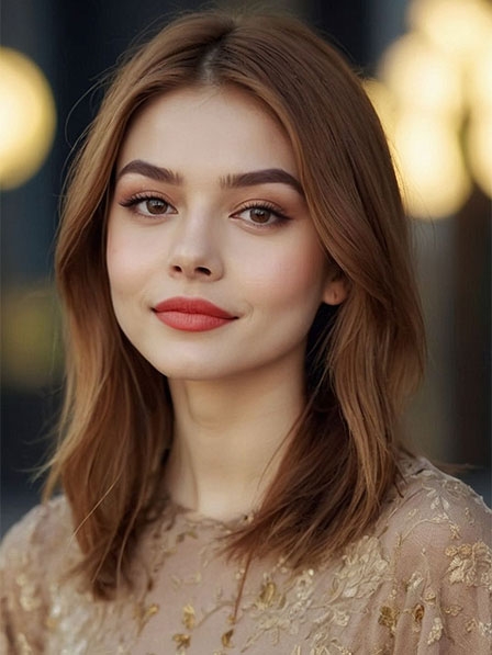 Shoulder Length Light Brown Synthetic Full lace Wigs