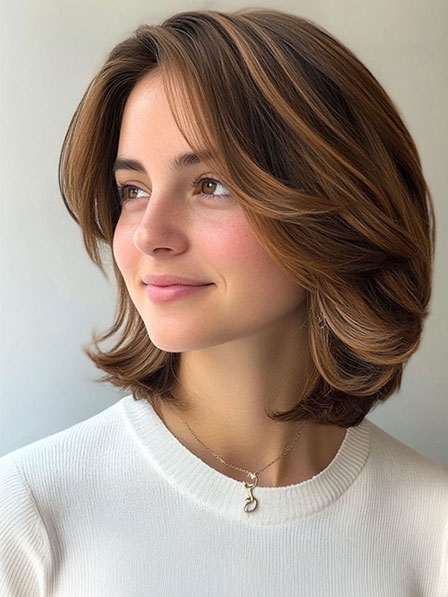 Ladies Layered Bob Fashion Full Lace Wigs