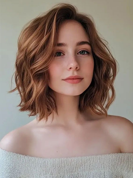 Medium Length Full Lace Wavy Bob Synthetic Hair Wigs