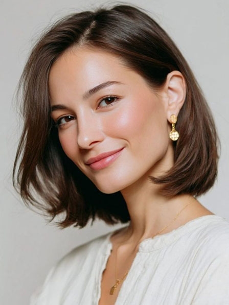 Fashion Brown Straight Synthetic Hair Wigs for White Women