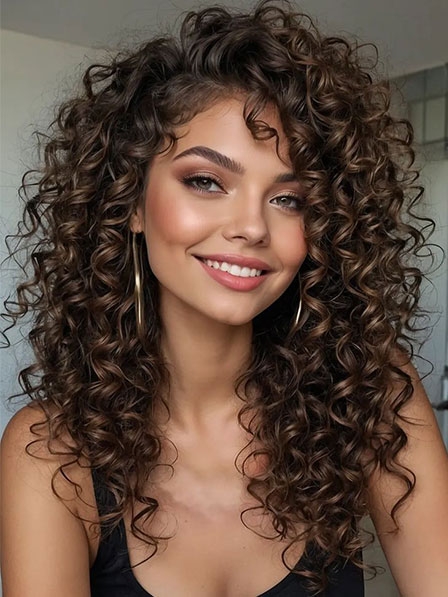 Quality Ladies Curly Long Synthetic Hair Wigs