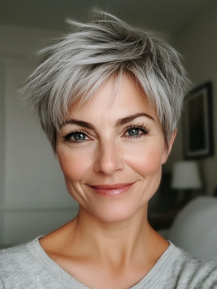 Chic Pixie Cut Grey Synthetic Wigs For Ladies