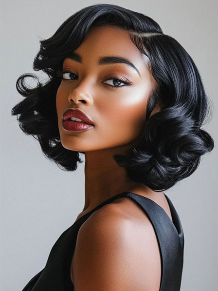Choppy Wavy Hair Bob Wigs For Black Women