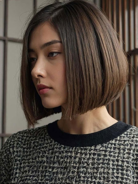 Medium Lace Front Bob Cut Grey Wigs