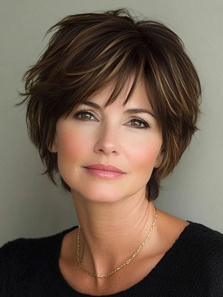 Short Brown Lace Front Synthetic Hair Wigs